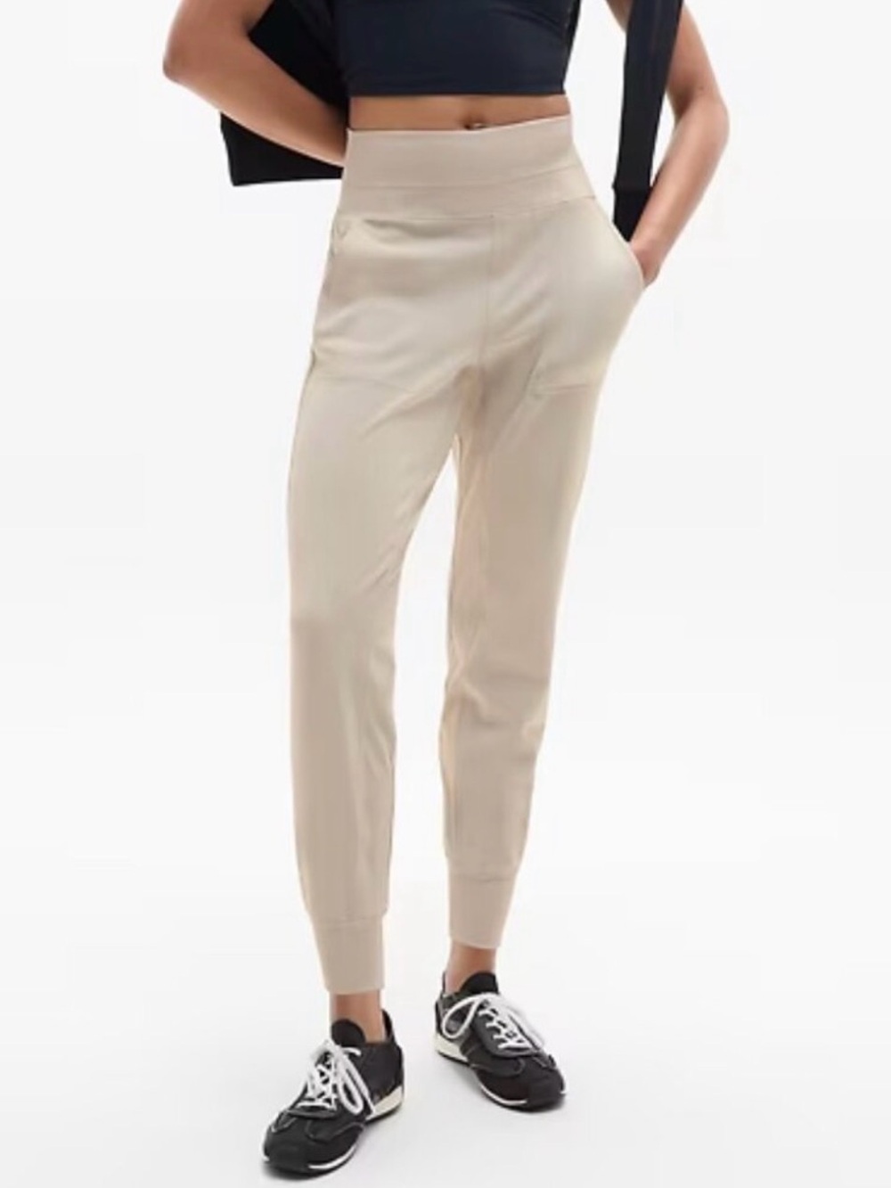Athleta Pants Womens XLT Beige Venice Jogger Tall Zip Pockets Lounge Athletic